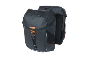Basil fietstas dubbel Miles Tarpaulin zwart oranje 34 liter